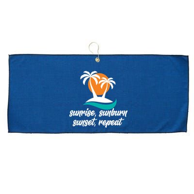 Sunrise Sunburn Sunset Repeat Palm Tree Large Microfiber Waffle Golf Towel