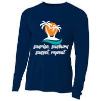 Sunrise Sunburn Sunset Repeat Palm Tree Cooling Performance Long Sleeve Crew