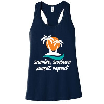 Sunrise Sunburn Sunset Repeat Palm Tree Womens Tank Top