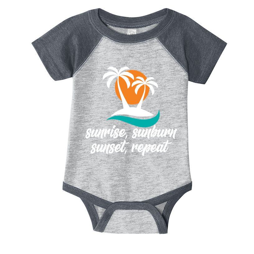 Sunrise Sunburn Sunset Repeat Palm Tree Infant Baby Jersey Bodysuit