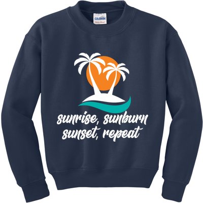 Sunrise Sunburn Sunset Repeat Palm Tree Kids Sweatshirt