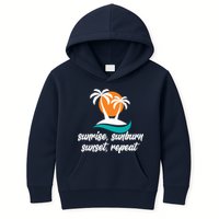 Sunrise Sunburn Sunset Repeat Palm Tree Kids Hoodie