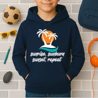 Sunrise Sunburn Sunset Repeat Palm Tree Kids Hoodie