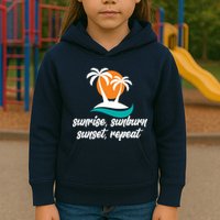 Sunrise Sunburn Sunset Repeat Palm Tree Kids Hoodie
