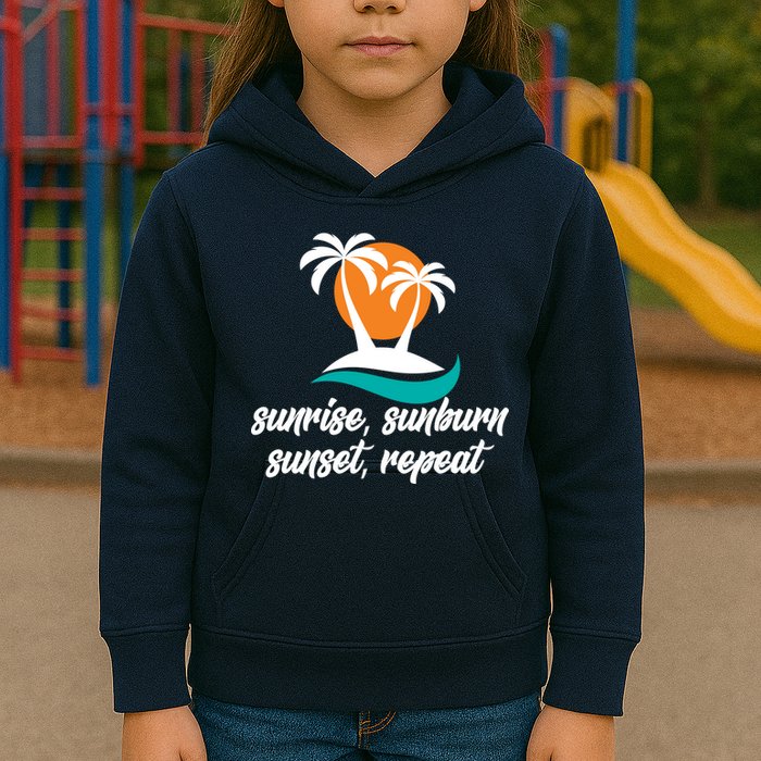 Sunrise Sunburn Sunset Repeat Palm Tree Kids Hoodie