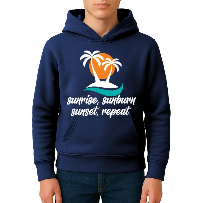 Sunrise Sunburn Sunset Repeat Palm Tree Kids Hoodie