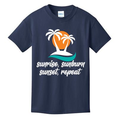 Sunrise Sunburn Sunset Repeat Palm Tree Kids T-Shirt