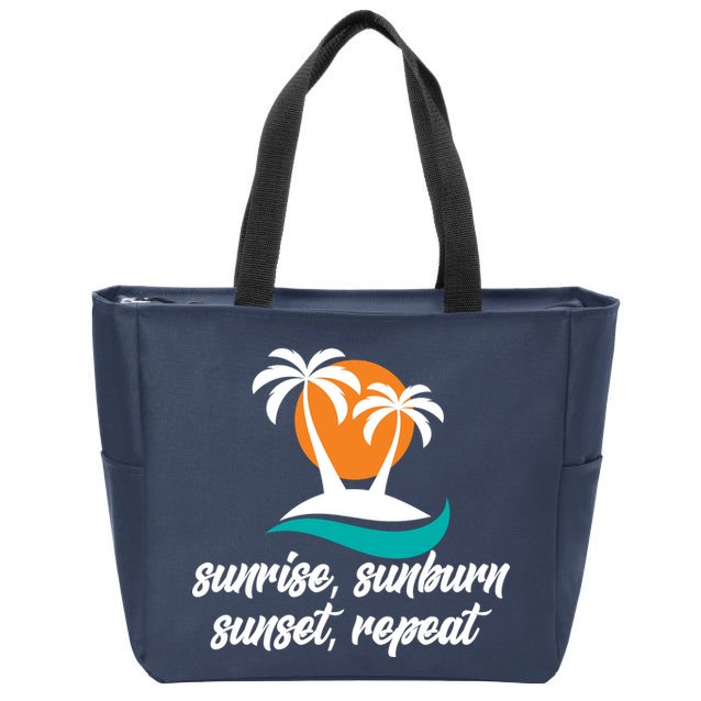 Sunrise Sunburn Sunset Repeat Palm Tree Zip Tote Bag