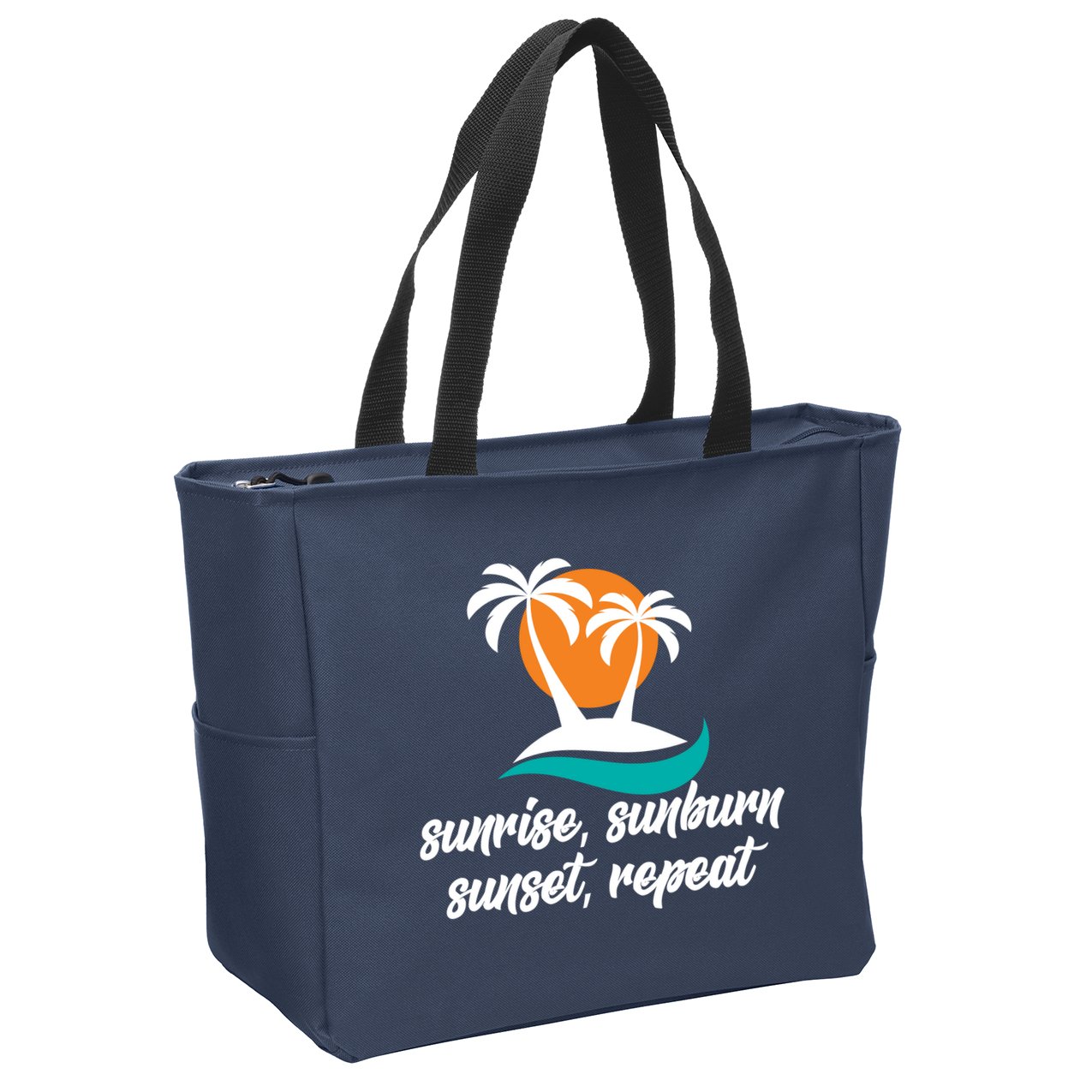 Sunrise Sunburn Sunset Repeat Palm Tree Zip Tote Bag