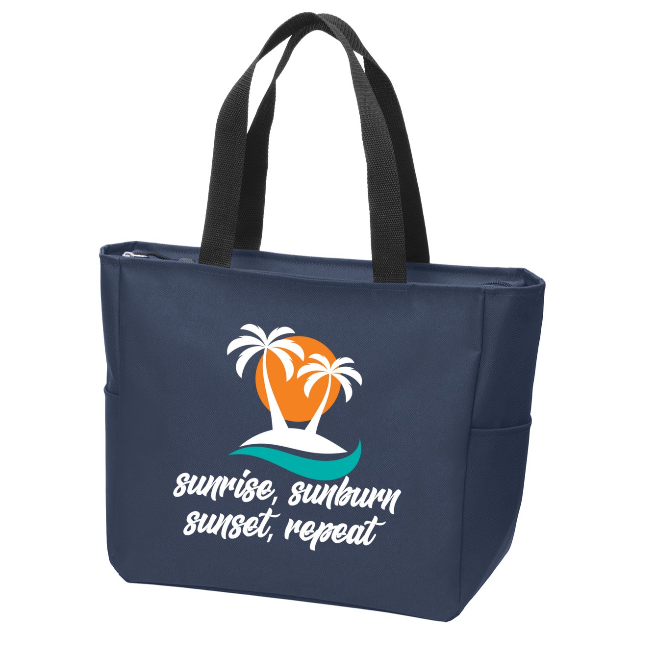 Sunrise Sunburn Sunset Repeat Palm Tree Zip Tote Bag