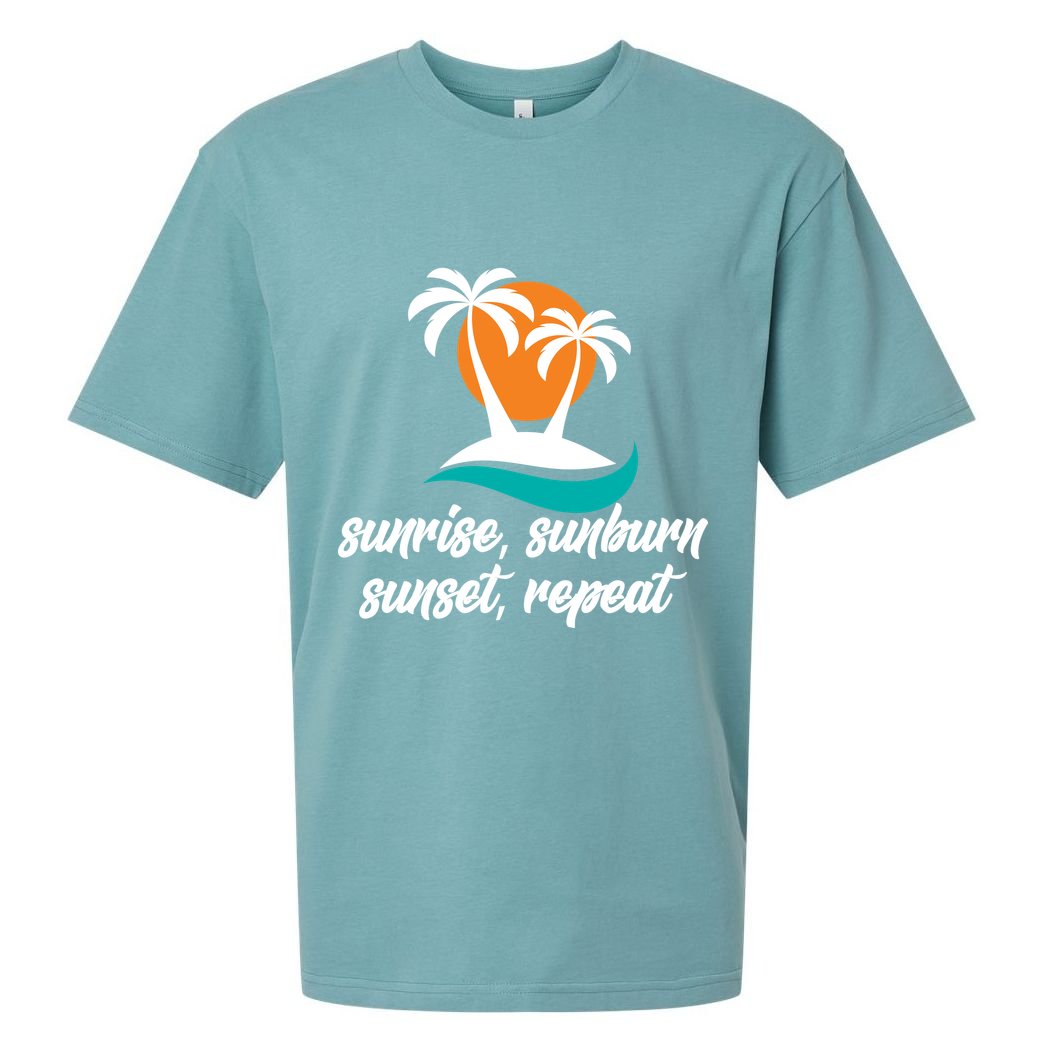 Sunrise Sunburn Sunset Repeat Palm Tree Sueded Cloud Jersey T-Shirt
