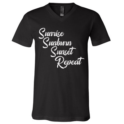 Sunrise Sunburn Sunset Repeat Vintage V-Neck T-Shirt