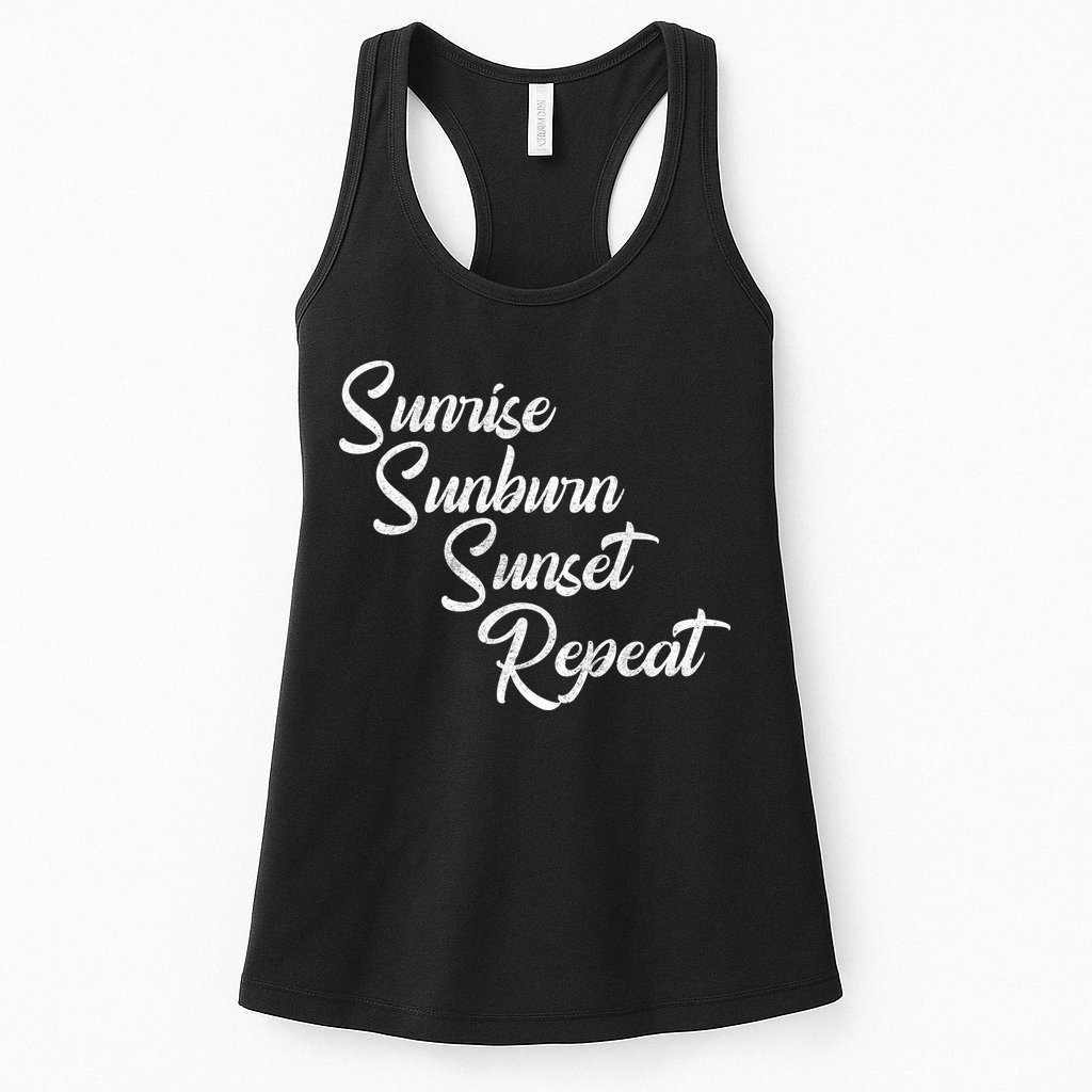 Sunrise Sunburn Sunset Repeat Vintage Womens Tank Top