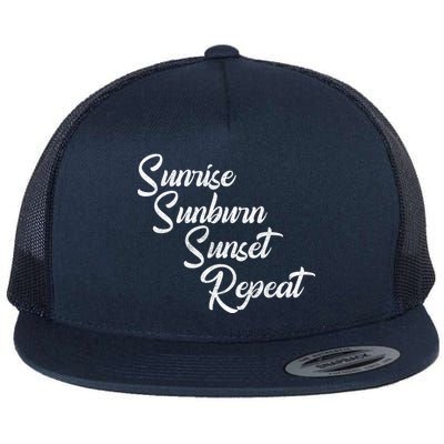 Sunrise Sunburn Sunset Repeat Vintage Flat Bill Trucker Hat