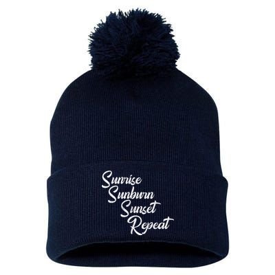 Sunrise Sunburn Sunset Repeat Vintage Pom Pom 12in Knit Beanie