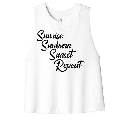 Sunrise Sunburn Sunset Repeat Vintage Women's Racerback Cropped Tank