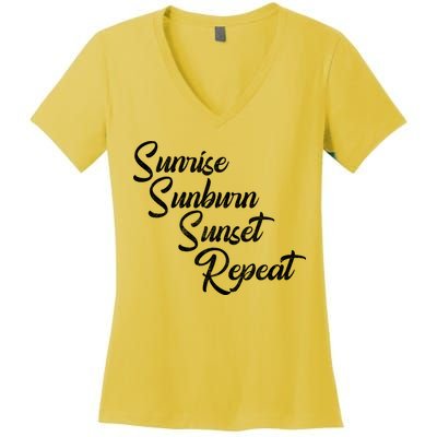 Sunrise Sunburn Sunset Repeat Vintage Women's V-Neck T-Shirt