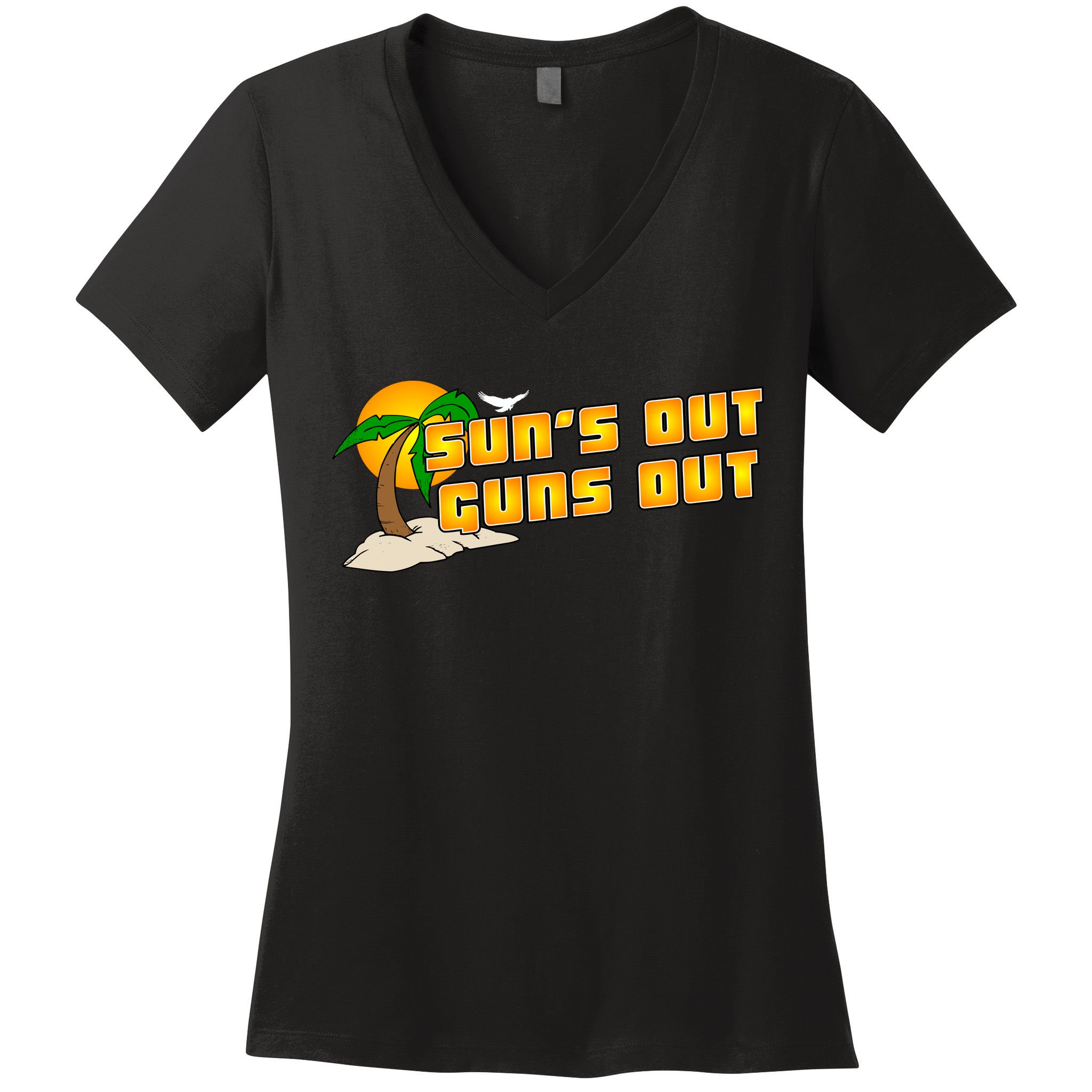 Sun's Got Guns Out Women's V-Neck T-Shirt