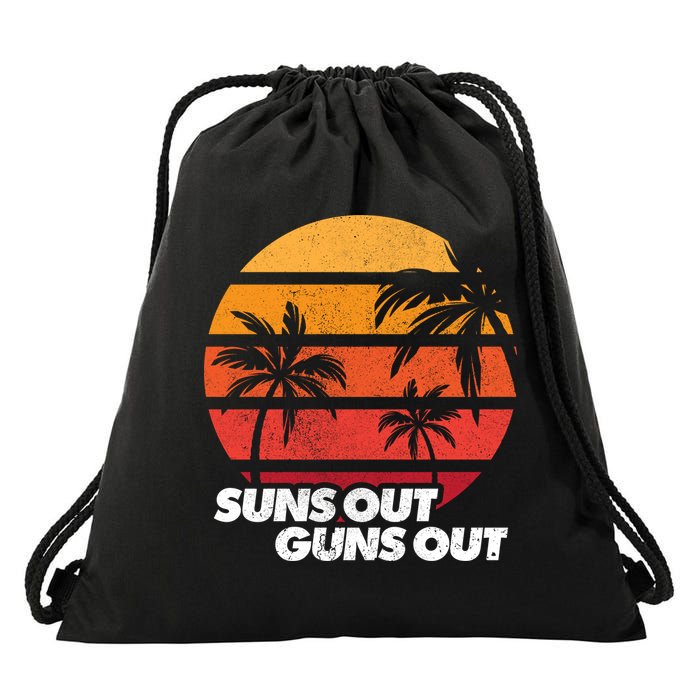 Suns Out Guns Out Drawstring Bag