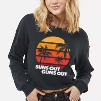 Suns Out Guns Out Cropped Pullover Crew