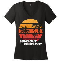 Suns Out Guns Out Women's V-Neck T-Shirt
