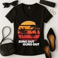 Suns Out Guns Out Women's V-Neck T-Shirt