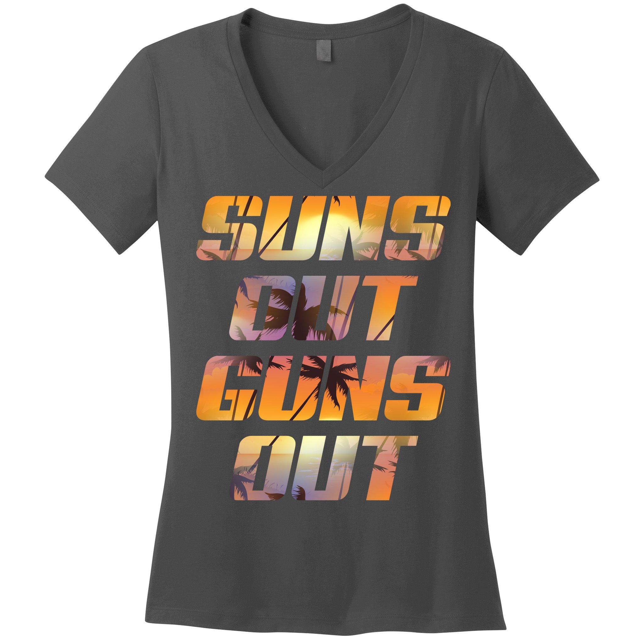 Suns Out Guns Out Summer Women's V-Neck T-Shirt