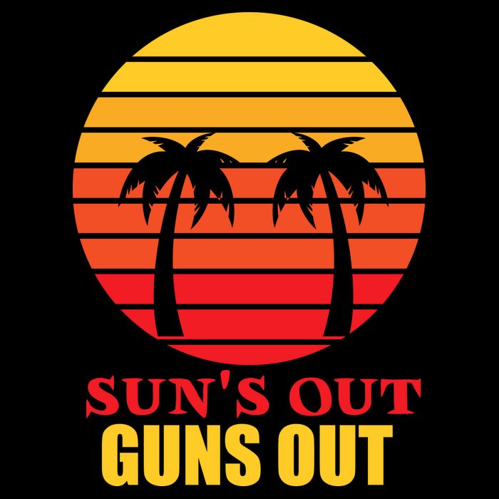 Sun's Out Guns Out Summer Party Button