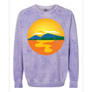 Sunset And Mountains Colorblast Crewneck Sweatshirt