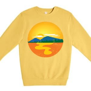 Sunset And Mountains Premium Crewneck Sweatshirt