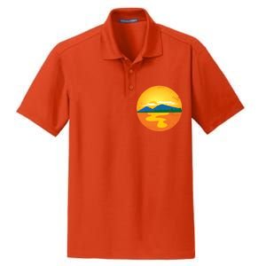 Sunset And Mountains Dry Zone Grid Polo