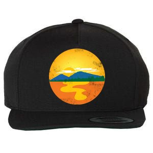 Sunset And Mountains Wool Snapback Cap