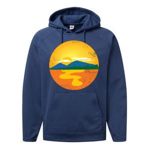 Sunset And Mountains Performance Fleece Hoodie