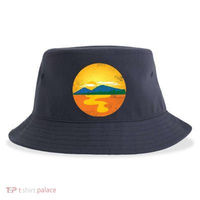 Sunset And Mountains Sustainable Bucket Hat