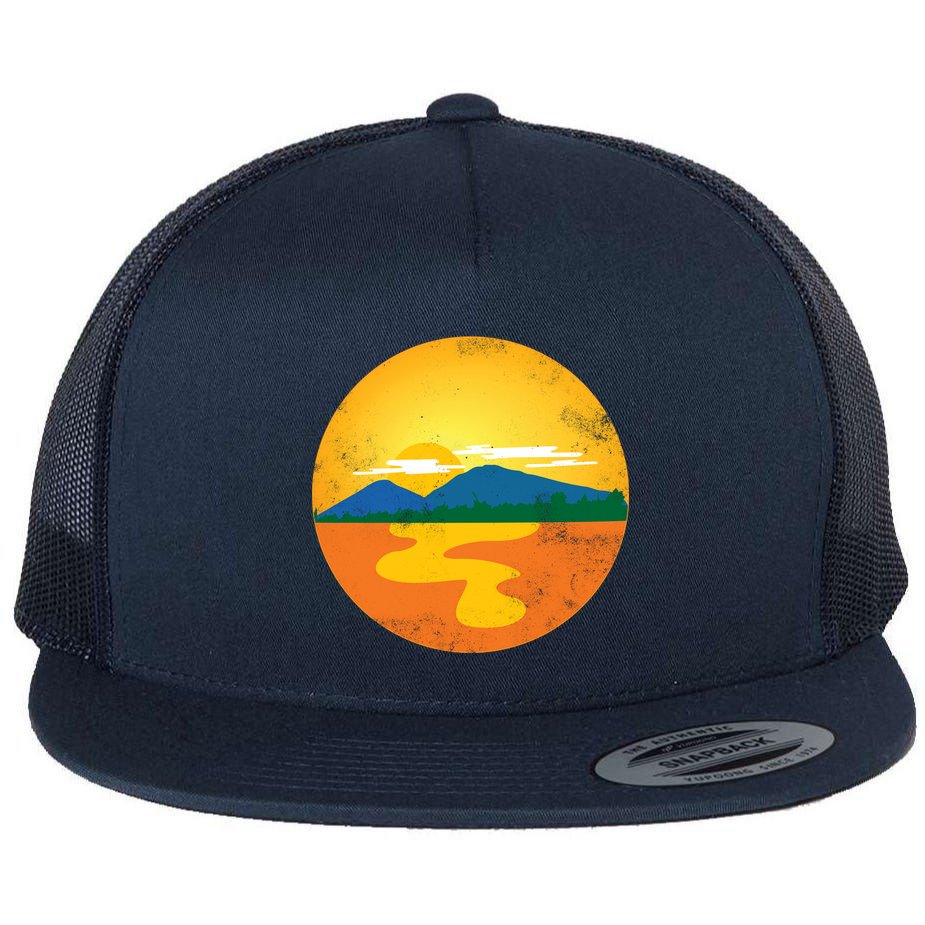 Sunset And Mountains Flat Bill Trucker Hat
