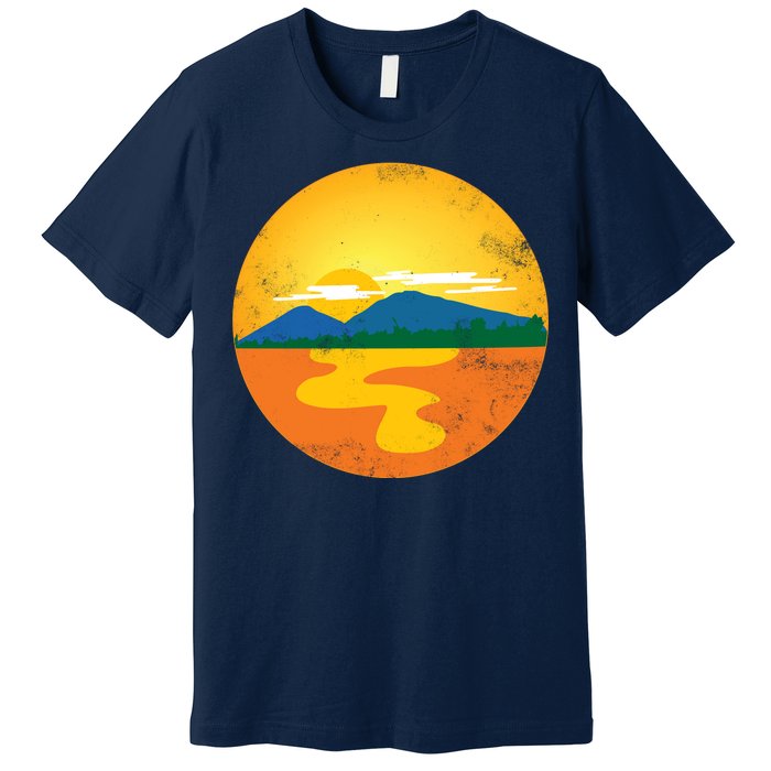 Sunset And Mountains Premium T-Shirt