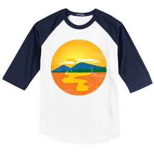 Sunset And Mountains Baseball Sleeve Shirt