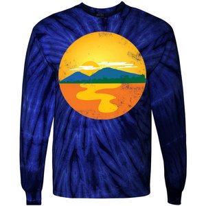 Sunset And Mountains Tie-Dye Long Sleeve Shirt