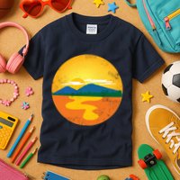 Sunset And Mountains Kids T-Shirt