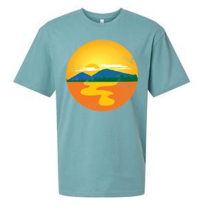 Sunset And Mountains Sueded Cloud Jersey T-Shirt