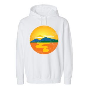 Sunset And Mountains Garment-Dyed Fleece Hoodie