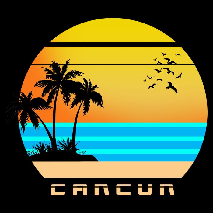 Sunset Beach Cancun Emblem Drawstring Bag