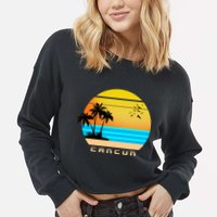 Sunset Beach Cancun Emblem Cropped Pullover Crew
