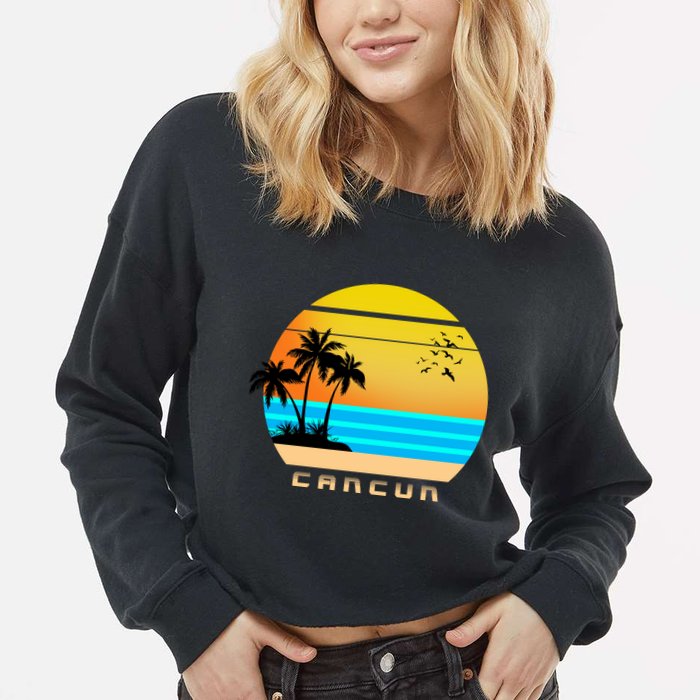 Sunset Beach Cancun Emblem Cropped Pullover Crew