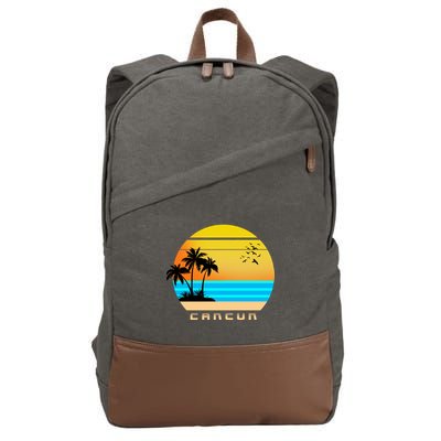 Sunset Beach Cancun Emblem Cotton Canvas Backpack