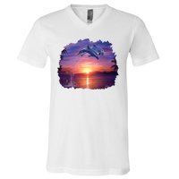 Sunset Dolphins V-Neck T-Shirt