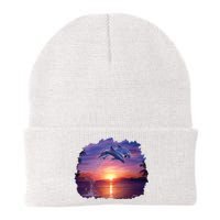 Sunset Dolphins Knit Cap Winter Beanie