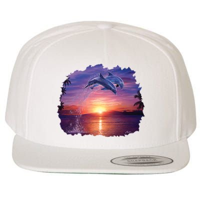 Sunset Dolphins Wool Snapback Cap