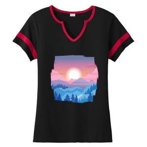 Sunset Mountain Ladies Halftime Notch Neck Tee