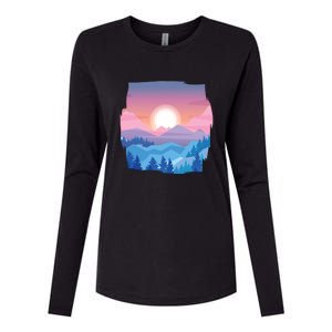 Sunset Mountain Womens Cotton Relaxed Long Sleeve T-Shirt